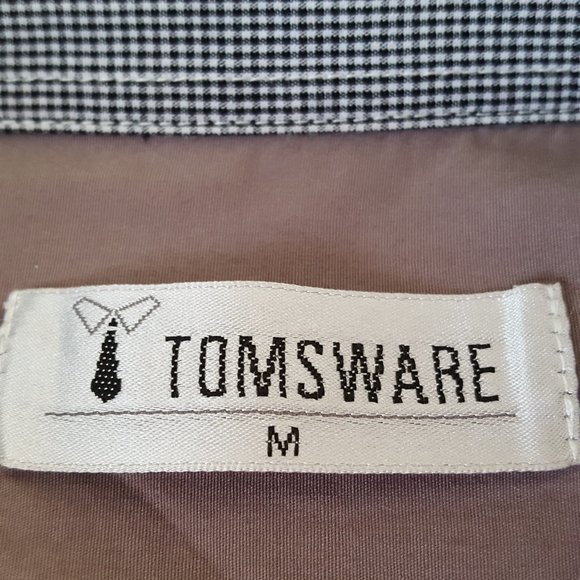 TOMSWARE Men's S Fitted Shirt Brown Button Pocket Long Sleeve Drop Tail Cotton - Picture 3 of 12